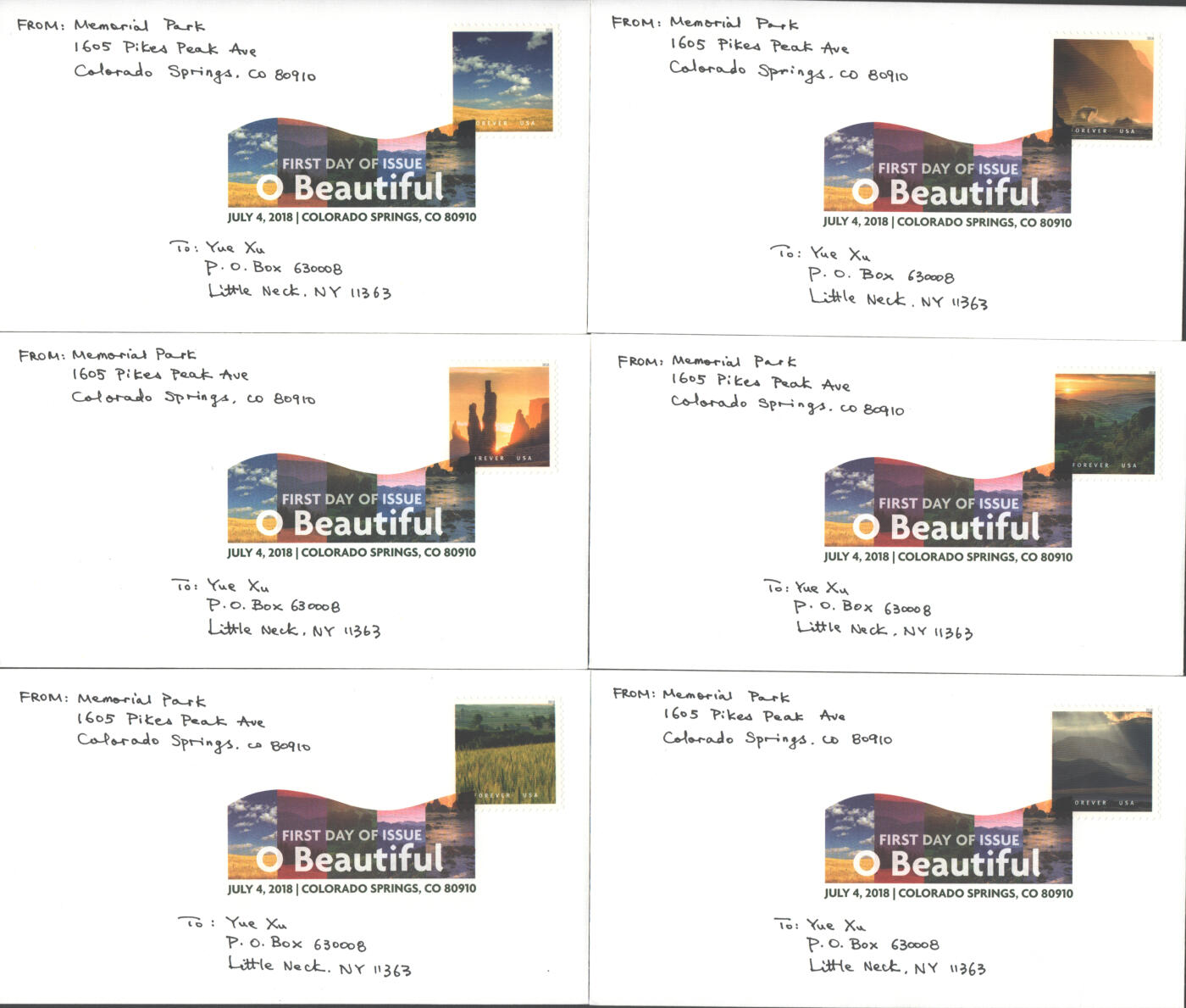 06月21日19:30海外、大陆、澳门、香港邮政精品首日实寄封拍卖专场 2018美国《美丽的美国》自然封首日实寄封