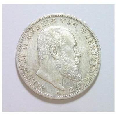 【银】德国符腾堡1914年 威廉二世银婚3马克银币 带原光 - 【银】德国符腾堡1914年 威廉二世银婚3马克银币 带原光