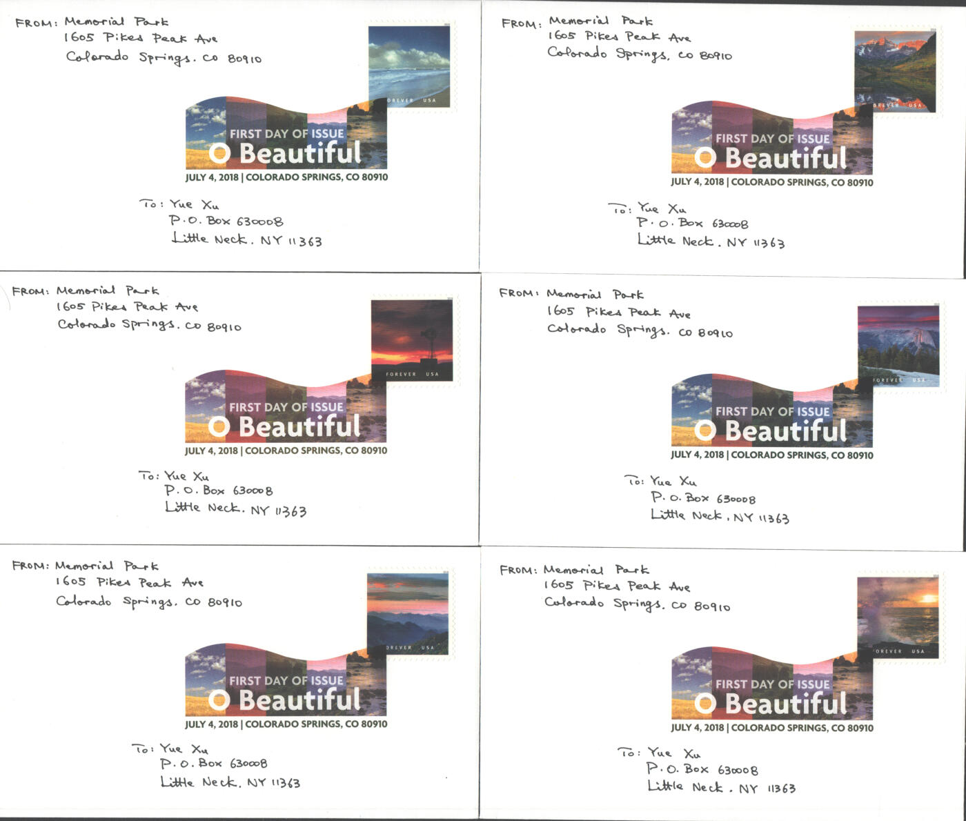 06月21日19:30海外、大陆、澳门、香港邮政精品首日实寄封拍卖专场 2018美国《美丽的美国》自然封首日实寄封