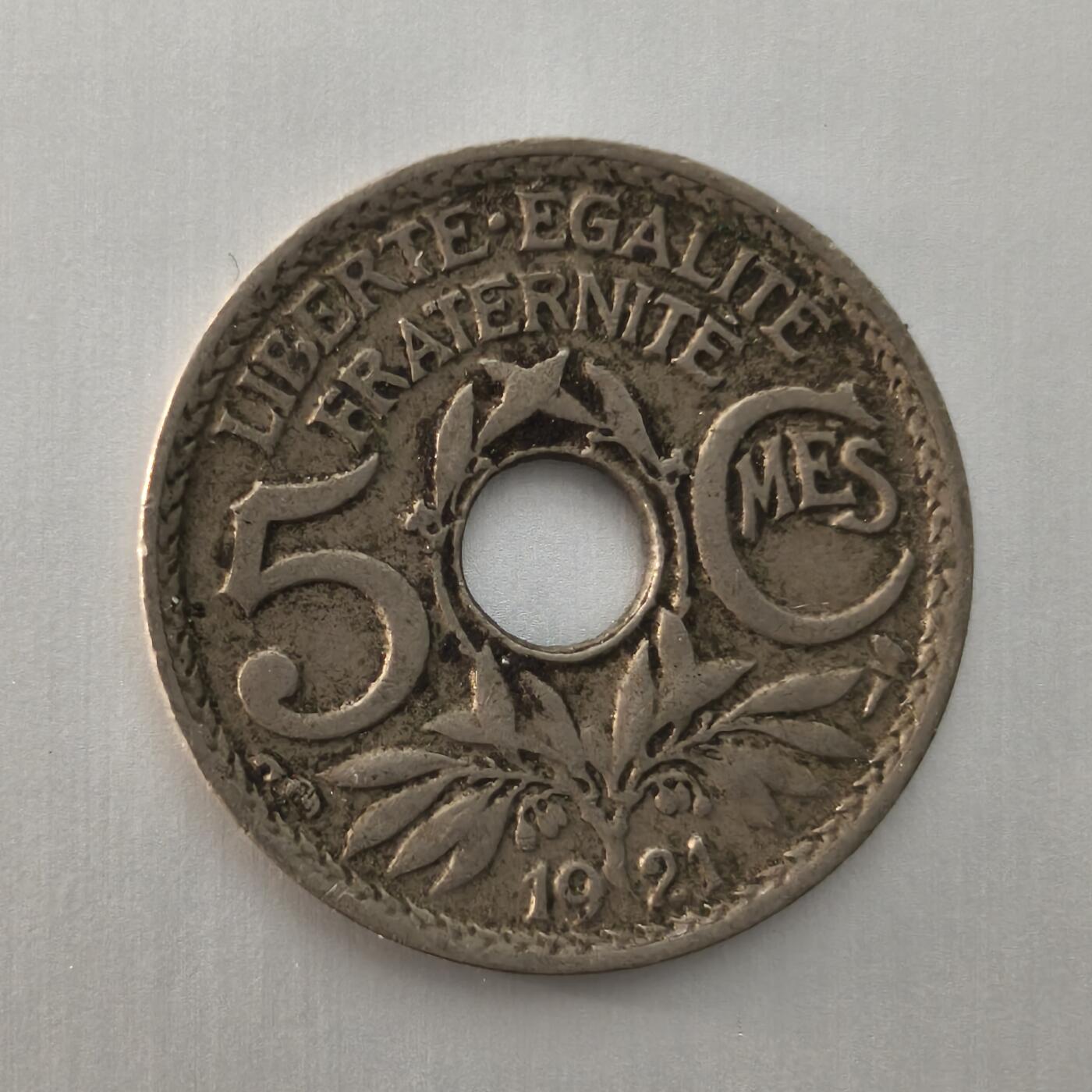 Krab外币市集Vol.14 法国1921年5分