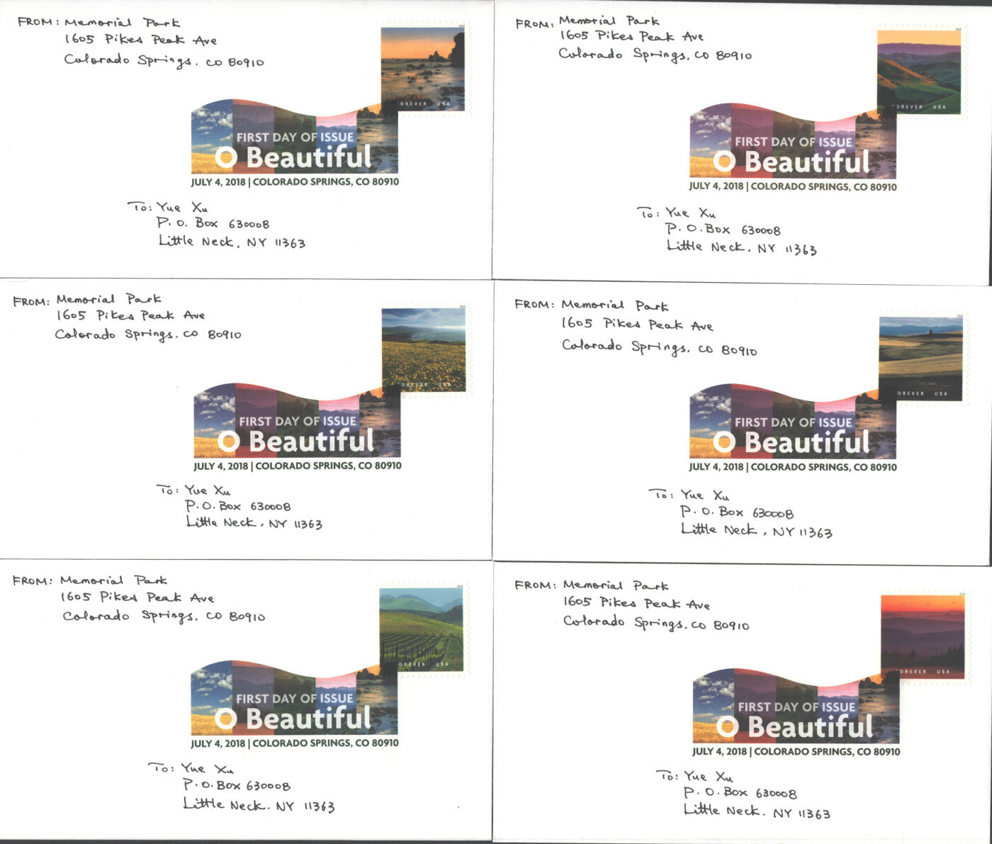 06月21日19:30海外、大陆、澳门、香港邮政精品首日实寄封拍卖专场 2018美国《美丽的美国》自然封首日实寄封