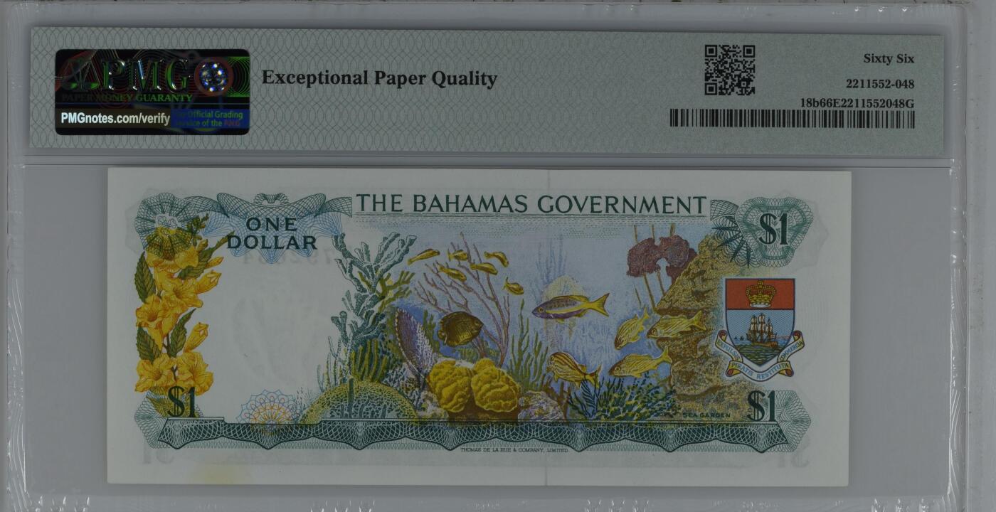 女王纸币 Bahamas, Government of the Bahamas, 1 Dollar 1965 - Printer: TDLR