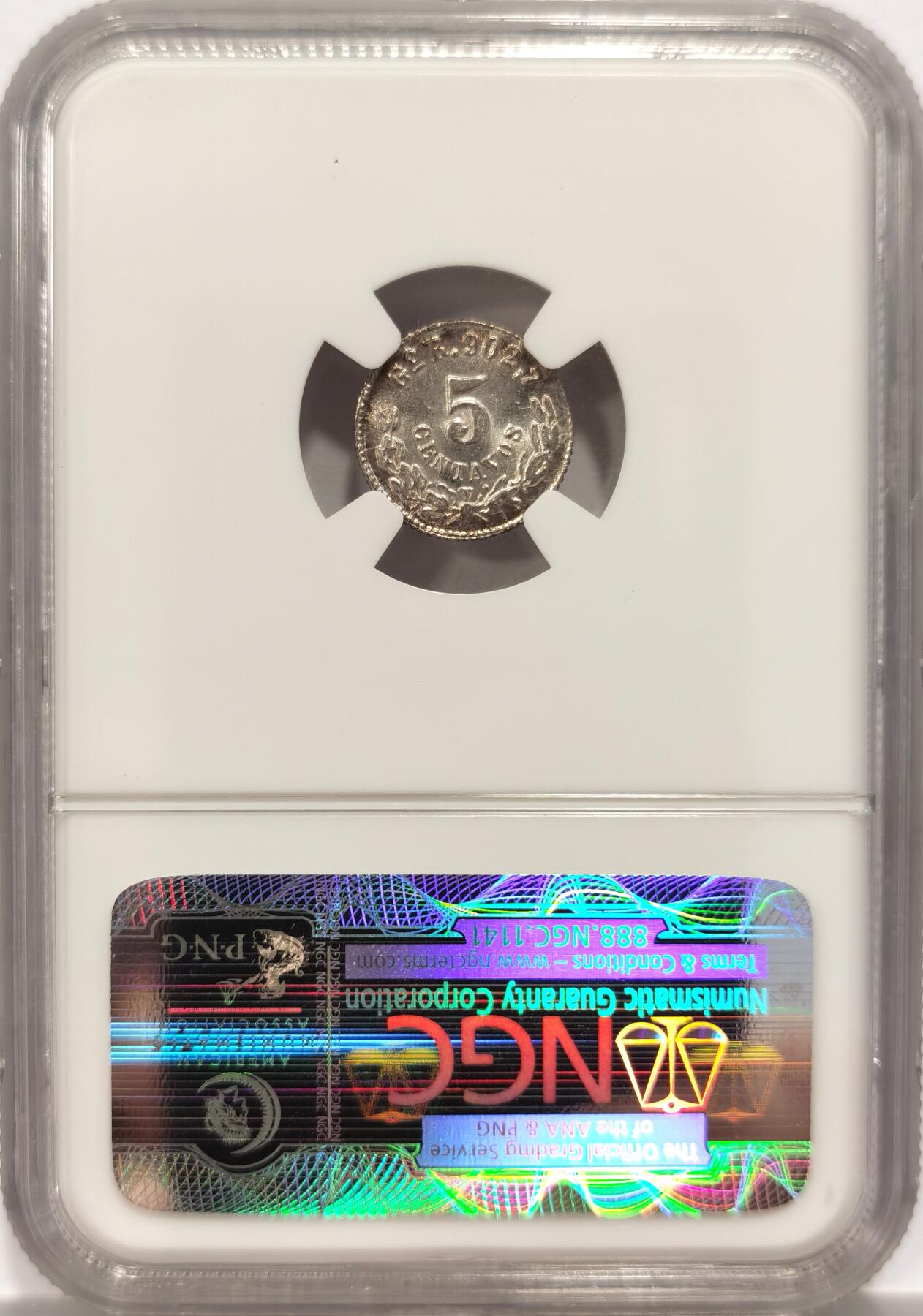 【麦稀奇收藏嘉年华】 博洋堂美国及美洲钱币专场拍卖②暨第127期（全场包邮） NGC MS66 墨西哥1886年GO R小鹰洋5分银币（花边时期），顶级高分