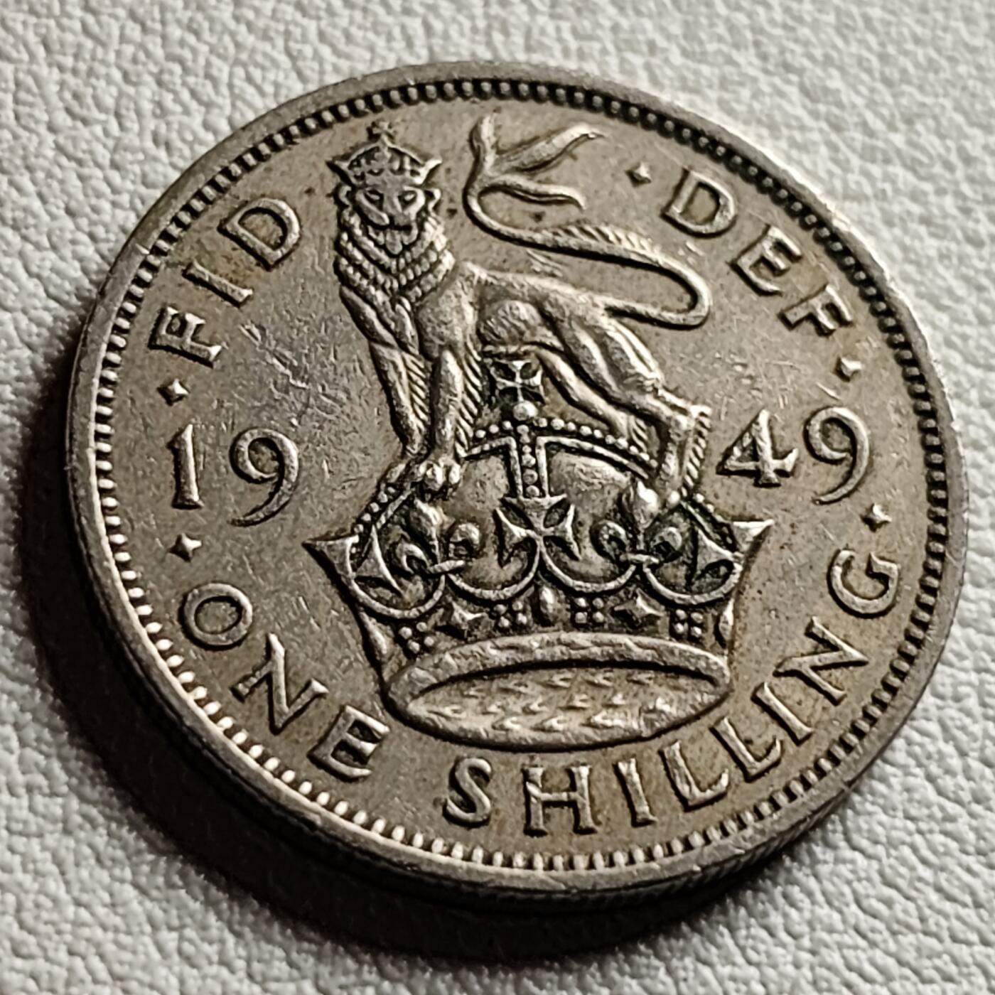 泉币菌-第40场-各国老币福利场 1949年 英国1先令狮子皇冠版 直径23.5mm 乔治六世国王