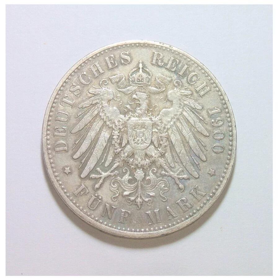 【银】德国萨克森1900年 阿尔伯特短翅5马克大银币 爽品