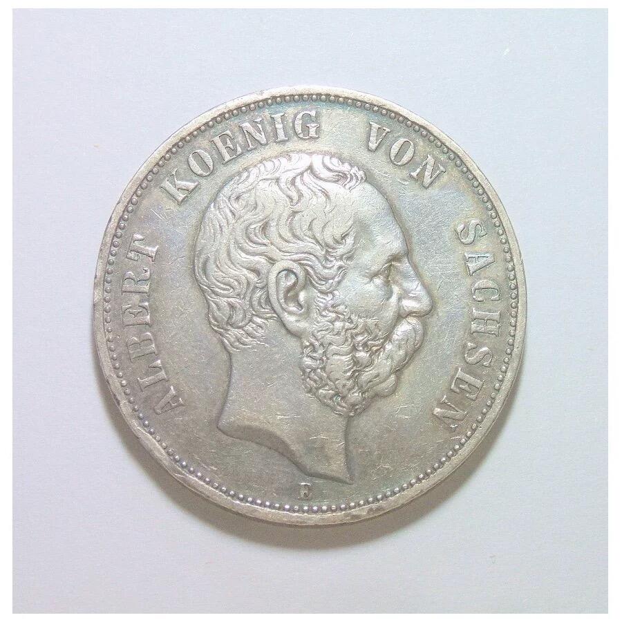 【银】德国萨克森1900年 阿尔伯特短翅5马克大银币 爽品