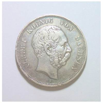 【银】德国萨克森1900年 阿尔伯特短翅5马克大银币 爽品 - 【银】德国萨克森1900年 阿尔伯特短翅5马克大银币 爽品