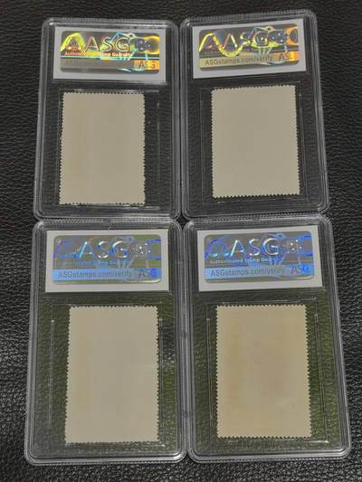 洪涛臻品批发群 精选邮票限时拍卖第1119期  纪12金田起义再版新全 ASG两枚90OP，两枚85OP  。草纸精品，四枚评级费下来400块，喜欢不要错过