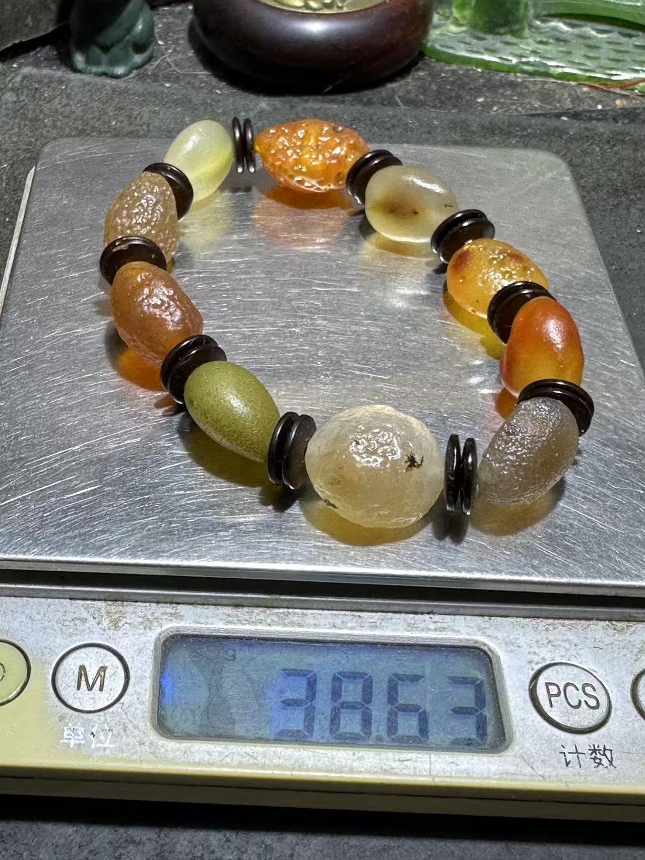 放一条福利！精美天然阿拉善戈壁糖心玛瑙原石手串一条，，