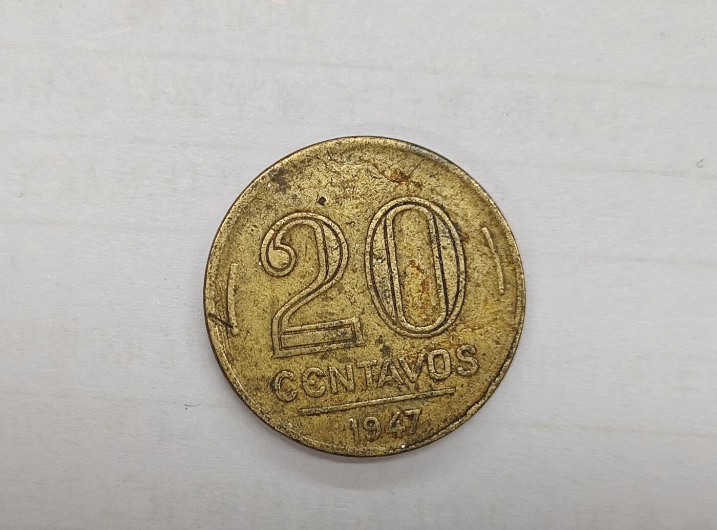 外国小硬币专场（涵盖硬币介绍） 巴西Brazil 20 centavos 「1947 20 centavos」