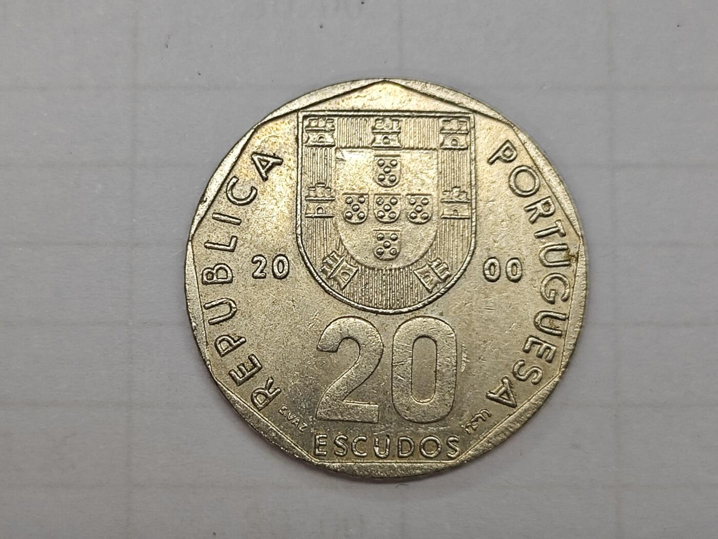 外国小硬币专场（涵盖硬币介绍） 葡萄牙Portugal 20 escudos 「2000 20 escudos」