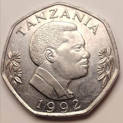 布加迪🐬～世界钱币(上海)🌾第 229 期 /  各国套币和散币 - 坦桑尼亚🇹🇿 1992年 20先令