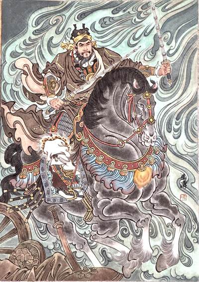 白泽拍卖卡牌手绘专场第19期（麦稀奇收藏嘉年华专场） - 2025 冯涛手绘画 梁山五虎将之双鞭呼延灼 尺寸：30cm*42cm