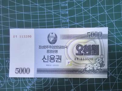 朝鲜 国库券 5000元纸币 外国钱币 亚洲 - 朝鲜 国库券 5000元纸币 外国钱币 亚洲