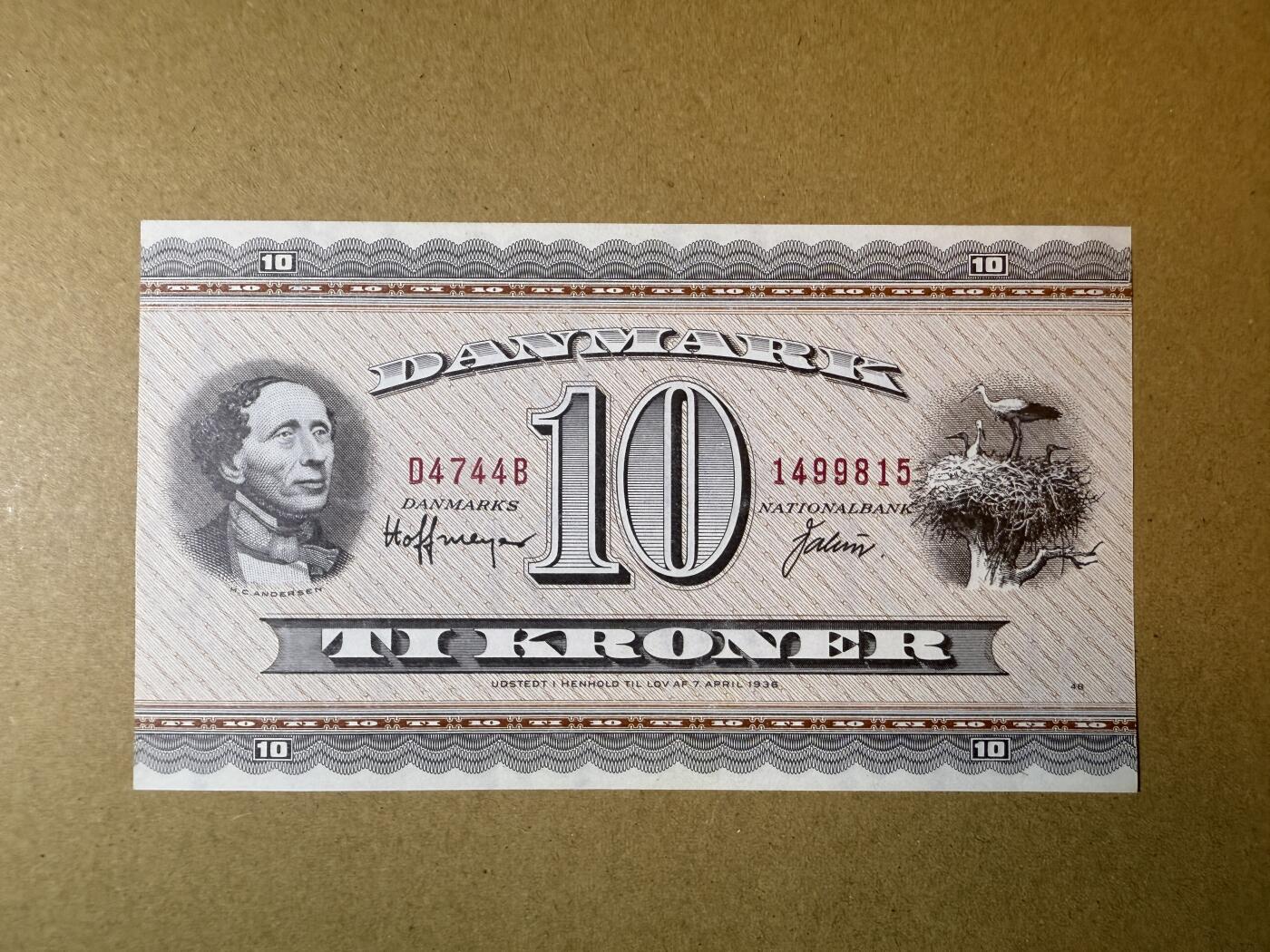 《艾美收藏》第201期-周日外币畅拍场 丹麦10克朗 UNC 1974年 丹麦童话作家安徒生