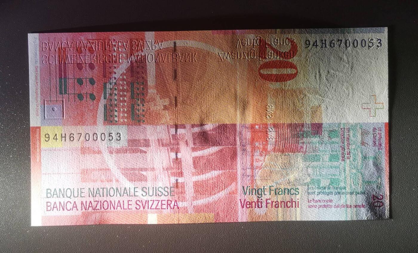 《艾美收藏》第201期-周日外币畅拍场 瑞士1994年初版首发年人像版20法郎UNC无4 94代表1994年，Pick-68a 音乐家阿瑟·奥涅格