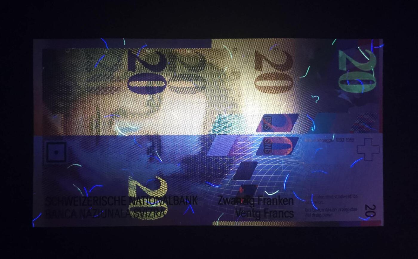 《艾美收藏》第201期-周日外币畅拍场 瑞士1994年初版首发年人像版20法郎UNC无4 94代表1994年，Pick-68a 音乐家阿瑟·奥涅格