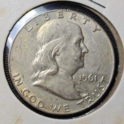 KK钱币收藏小铺 套币 好品/批量散币专场 周末发货 -  1961美国富兰克林50分银币