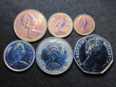 KK钱币收藏小铺 第301期 百期特拍3连拍第3场  周末发货 -  1971英国大小面值清年 精制币！