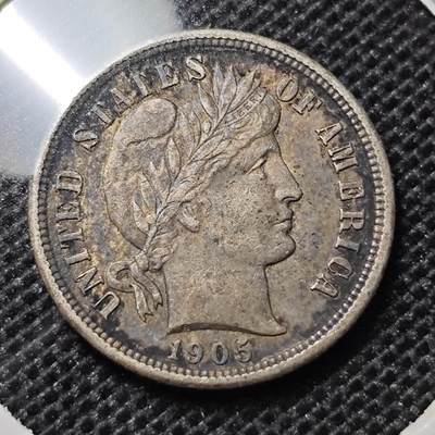KK钱币收藏小铺 第301期 百期特拍3连拍第3场  周末发货 -  1905美国巴波10分银币 包浆漂亮 味道不错！