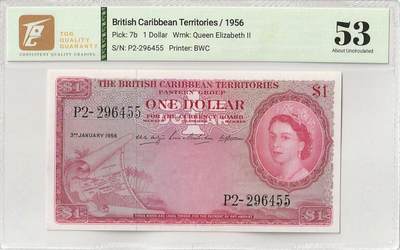 2025六月第四期（总第181期） - 英属加勒比领地（现东加勒比共同体）1956年1元TQG53分，大皇冠女王和各殖民地徽章