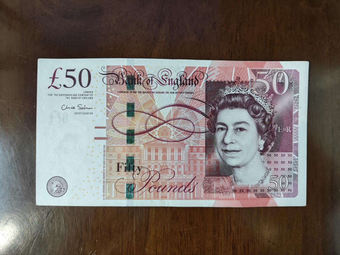 欧洲英国50磅瓦特蒸汽机(已退出流通)纸币收藏保真流通品品如图