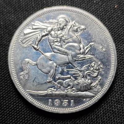 KK钱币收藏小铺 第301期 百期特拍3连拍第3场  周末发货 -  1951英国乔六马剑镍币