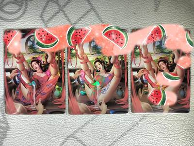 花开卡拍第27期（品控勿拍!!!收拍品，不寄存，运费5元，自制卡难免瑕疵，可能存在轻微撞角爆边等出厂瑕疵，品控介意勿拍！） - 磐涅卡牌 场景卡 潘金莲 倒挂葡萄架 渐变3张 彩闪