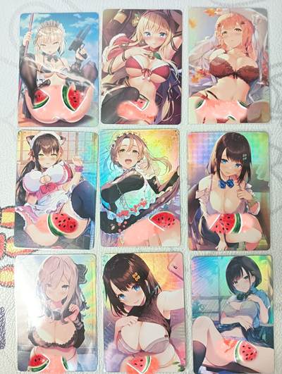 花开卡拍第27期（品控勿拍!!!收拍品，不寄存，运费5元，自制卡难免瑕疵，可能存在轻微撞角爆边等出厂瑕疵，品控介意勿拍！） - 补丁卡牌 动漫少女合集9张 有些卡背是艺术版 折光彩闪