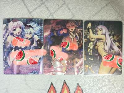 花开卡拍第27期（品控勿拍!!!收拍品，不寄存，运费5元，自制卡难免瑕疵，可能存在轻微撞角爆边等出厂瑕疵，品控介意勿拍！） - 女王之刃完全败北卡牌 叛乱的骑士姬+异端审问官+宝石姬 粗闪