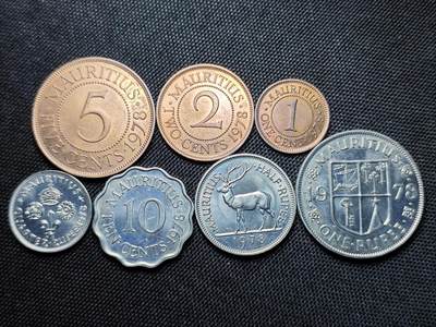 KK钱币收藏小铺 第301期 百期特拍3连拍第3场  周末发货 -  1978英属毛里求斯大小面值 清年一套