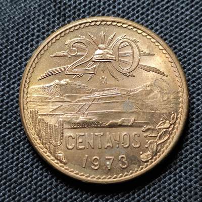 KK钱币收藏小铺 套币 好品/批量散币专场 周末发货 -  1973墨西哥20分铜币 好品