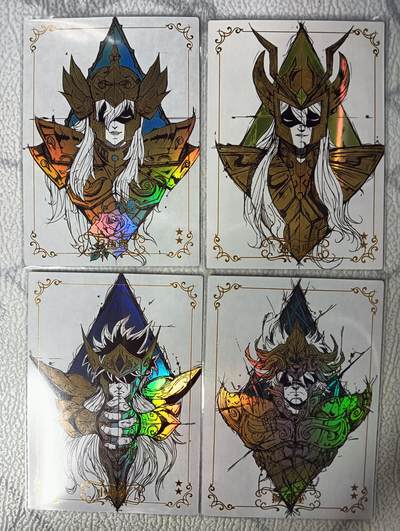 花开卡拍第27期（品控勿拍!!!收拍品，不寄存，运费5元，自制卡难免瑕疵，可能存在轻微撞角爆边等出厂瑕疵，品控介意勿拍！） - 圣斗士卡牌 4张画风非常独特 彩闪