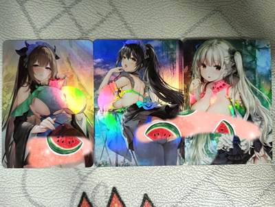 花开卡拍第27期（品控勿拍!!!收拍品，不寄存，运费5元，自制卡难免瑕疵，可能存在轻微撞角爆边等出厂瑕疵，品控介意勿拍！） - 卡将 女仆少女 彩闪小套3张