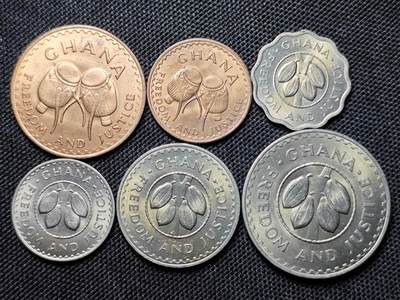 KK钱币收藏小铺 第301期 百期特拍3连拍第3场  周末发货 -  1967加纳大小面值一套 清年