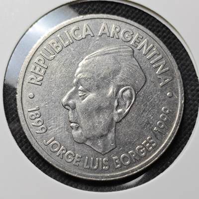 KK钱币收藏小铺 套币 好品/批量散币专场 周末发货 -  稀少 1999 阿根廷2比索 阿根廷国宝级作家博尔赫斯诞辰100周年纪念币