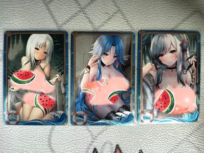 花开卡拍第27期（品控勿拍!!!收拍品，不寄存，运费5元，自制卡难免瑕疵，可能存在轻微撞角爆边等出厂瑕疵，品控介意勿拍！） - 五月卡牌 碧蓝航线 3张粗闪 又白又大 艺术版