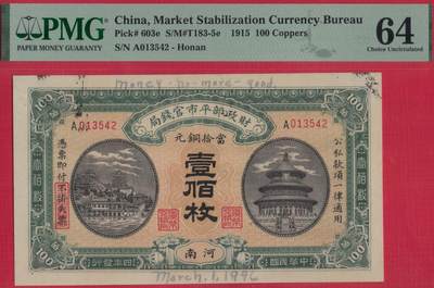 财政部平市官钱局1915年(民国四年)当拾铜元壹佰枚 盖河南 A冠 乱龙号 实物图 - 财政部平市官钱局1915年(民国四年)当拾铜元壹佰枚 盖河南 A冠 乱龙号 实物图