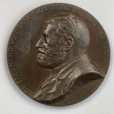 掌中浮雕-藏着的欧洲第030场 - 1903年奥地利文学家Ferdinand von saar诞辰70周年纪念铜章，60.5mm