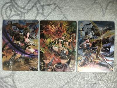 花开卡拍第27期（品控勿拍!!!收拍品，不寄存，运费5元，自制卡难免瑕疵，可能存在轻微撞角爆边等出厂瑕疵，品控介意勿拍！） - 卡玩帕克 魂姬三国 周泰 魏延 夏侯渊 粗闪3张，有一张卡背边角有白边划痕介意勿拍