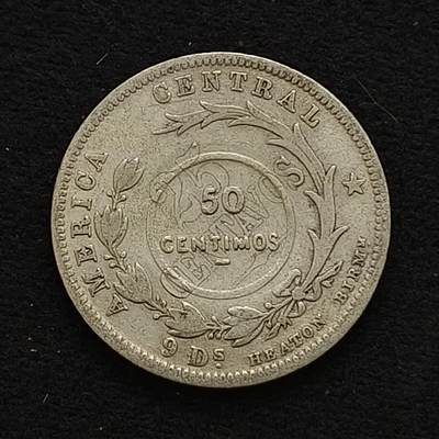 【全场包邮】纯粹捡漏拍437场 - 【少见·加盖】哥斯达黎加1923年加盖1890年50分银币