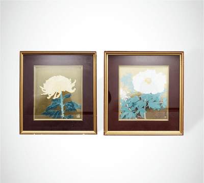 上海拍卖行2025年春季西洋艺术品拍卖会 - 日本金箔"花卉"挂画(38.5×41.5cm)
