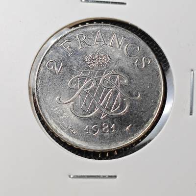 KK钱币收藏小铺 第300期 百期特拍3连拍第2场  周末发货 -  1981摩纳哥2法郎