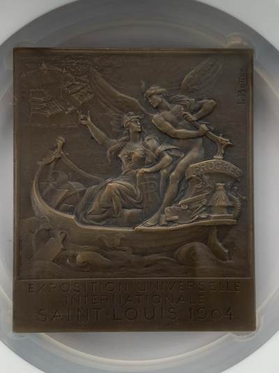 掌中浮雕-藏着的欧洲第030场 - NGC MS64 :1904年法国纪念美国圣路易斯世博会奖章，62*73mm