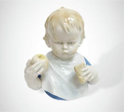上海拍卖行2025年春季西洋艺术品拍卖会 - 德国品牌Metzler Ortloff儿童半身像"我要长大"瓷塑摆件(H:18cm)