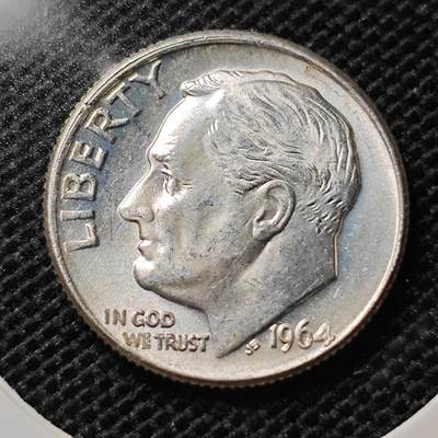 KK钱币收藏小铺 套币 好品/批量散币专场 周末发货 - 1964美国10分银币 好品 