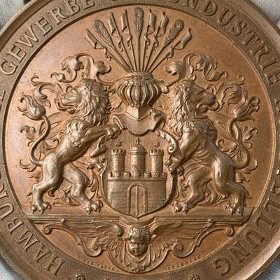 掌中浮雕-藏着的欧洲第030场 - 1889年德国汉堡工商业展览会纪念大铜章，70mm