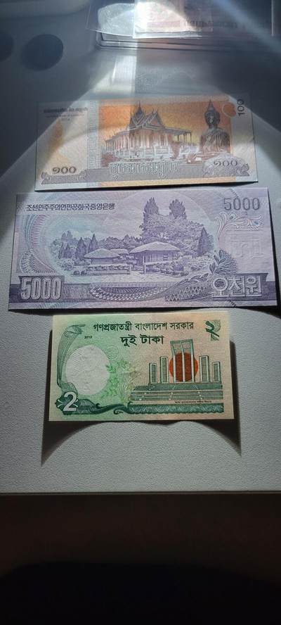 2025第十七期 纸币均有灯光 外国纸币三张均为UNC