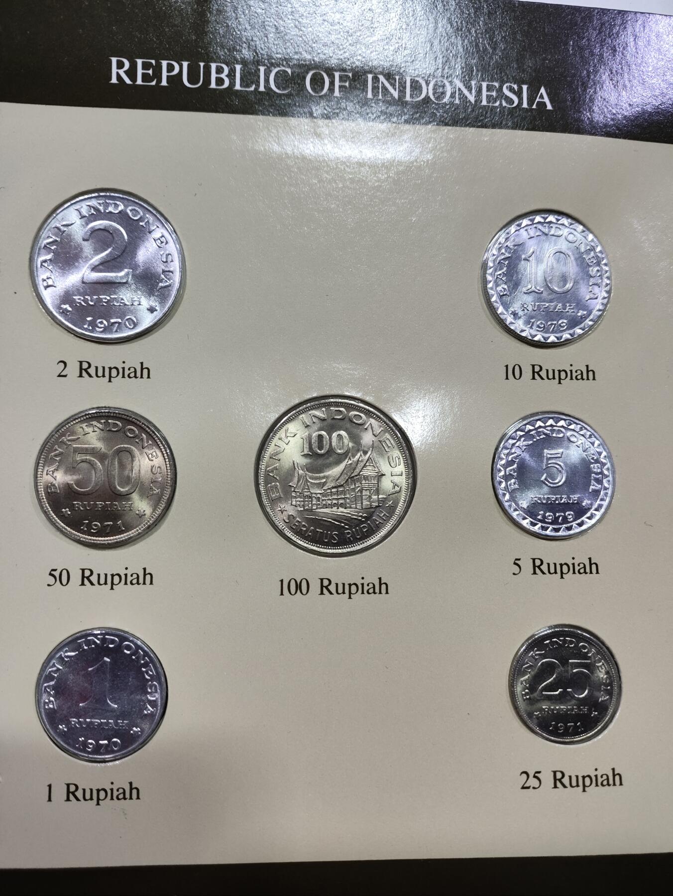 富兰克林邮币卡封 富兰克林邮币封 印度尼西亚1970至1979年硬币7枚套币