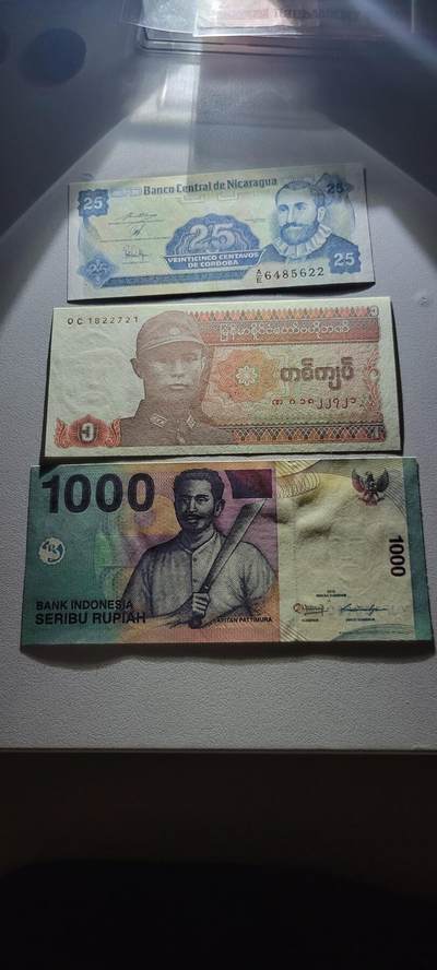 2025第十七期 纸币均有灯光 外国纸币三张均为UNC